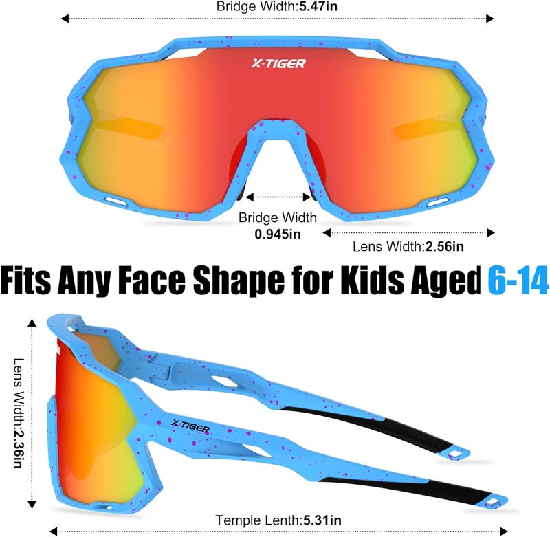 Xtiger Kids Sunglasses Polarized Youth Baseball Sunglasses for 8-14 boys girls UV400 Sports Softball Cycling Glasses - Image 3